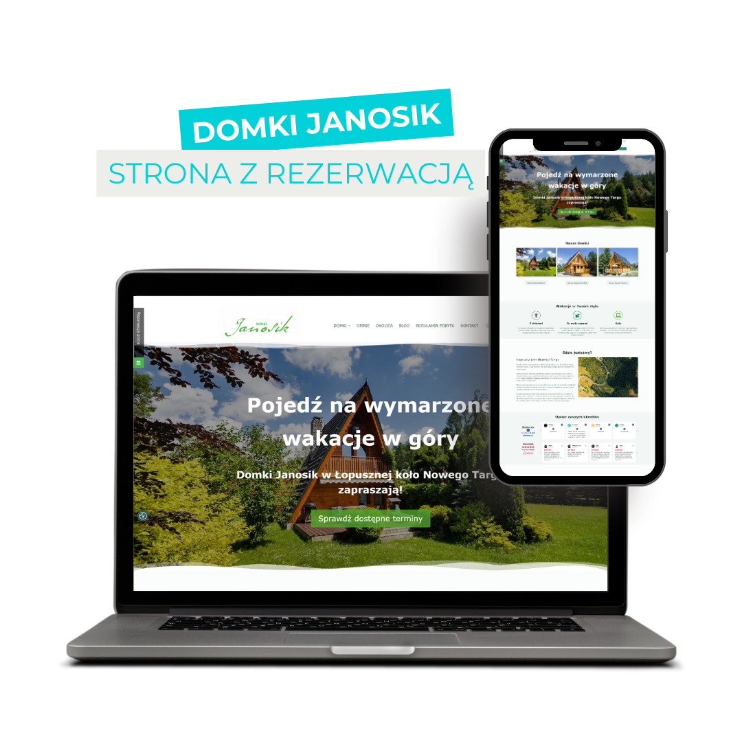 portfolio infoblogerka domki janosik strona z systemem rezerwacji domków letniskowych i integracją z channel managerem