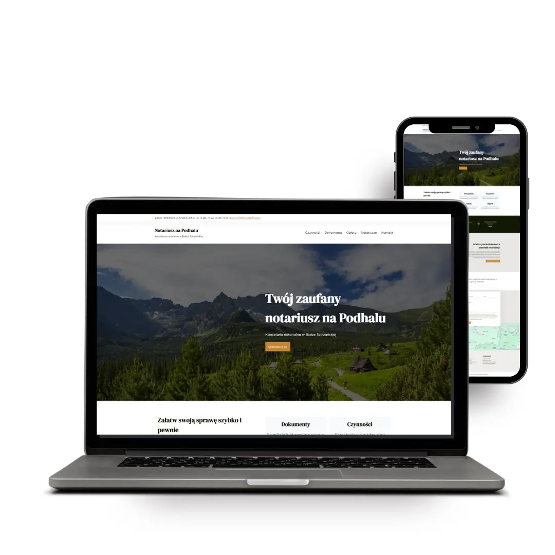 strona www dla notariusza kancelarii notarialnej podhale
