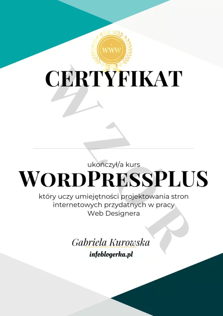 CERTYFIKAT-kurs-wordpressplus-infoblogerka